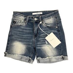 KANCAN BLUE JEANS SHORTS Women’s Sz S (style KC5027M)Cut Off Cuffed Mid Rise